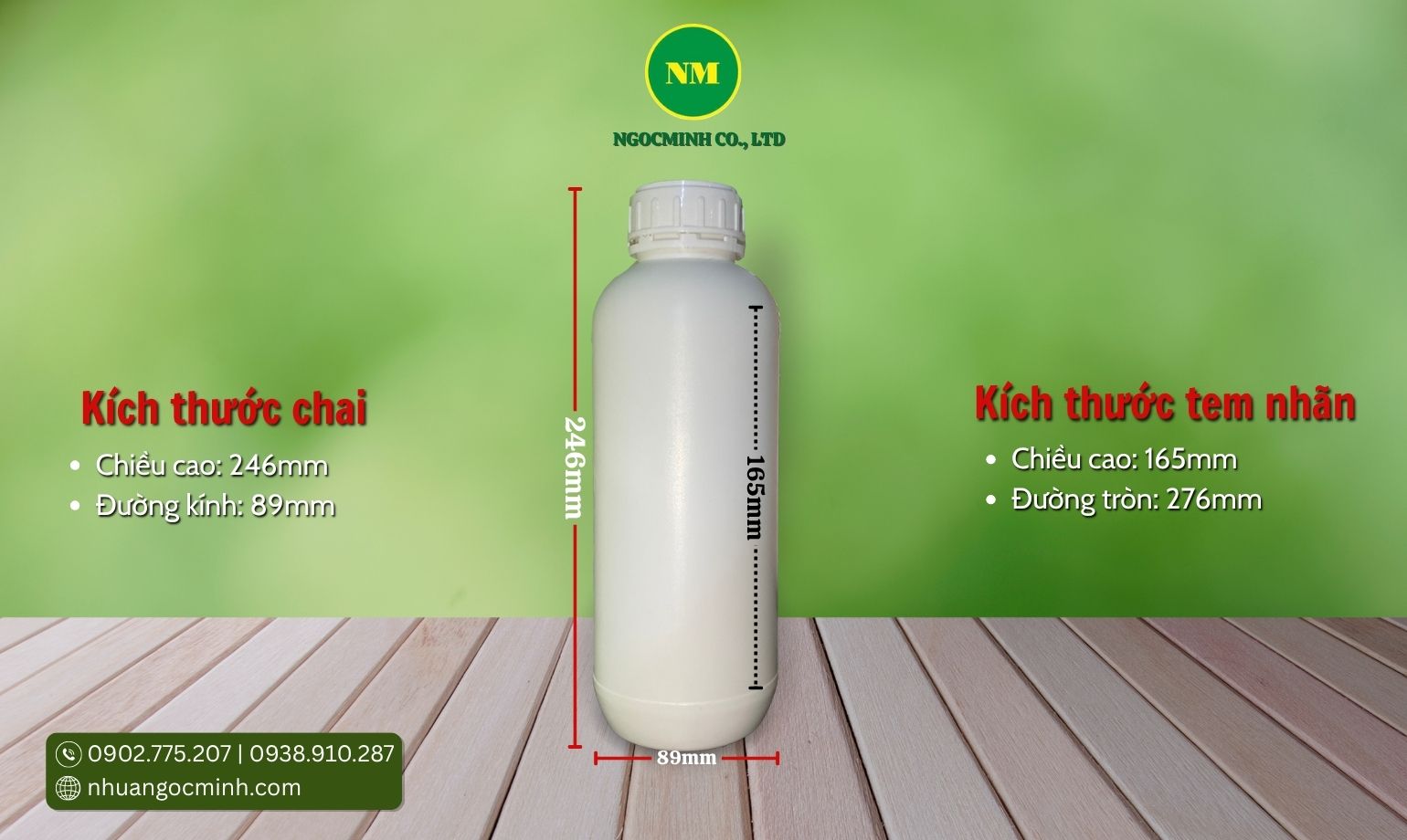 chai nhựa đựng hóa chất 1 lít