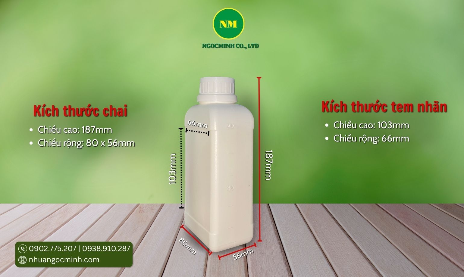 chai nhựa hdpe 500ml hình chữ nhật