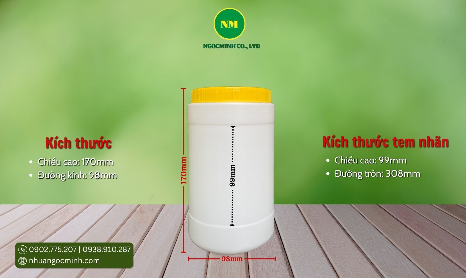 hủ nhựa hdpe 500g đựng hóa chất