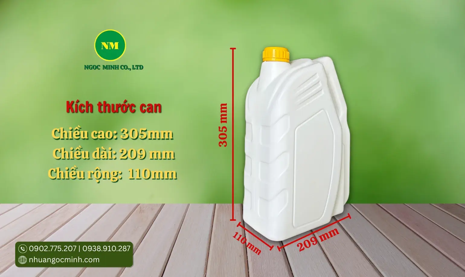 kích thước can nhựa 4 lít 