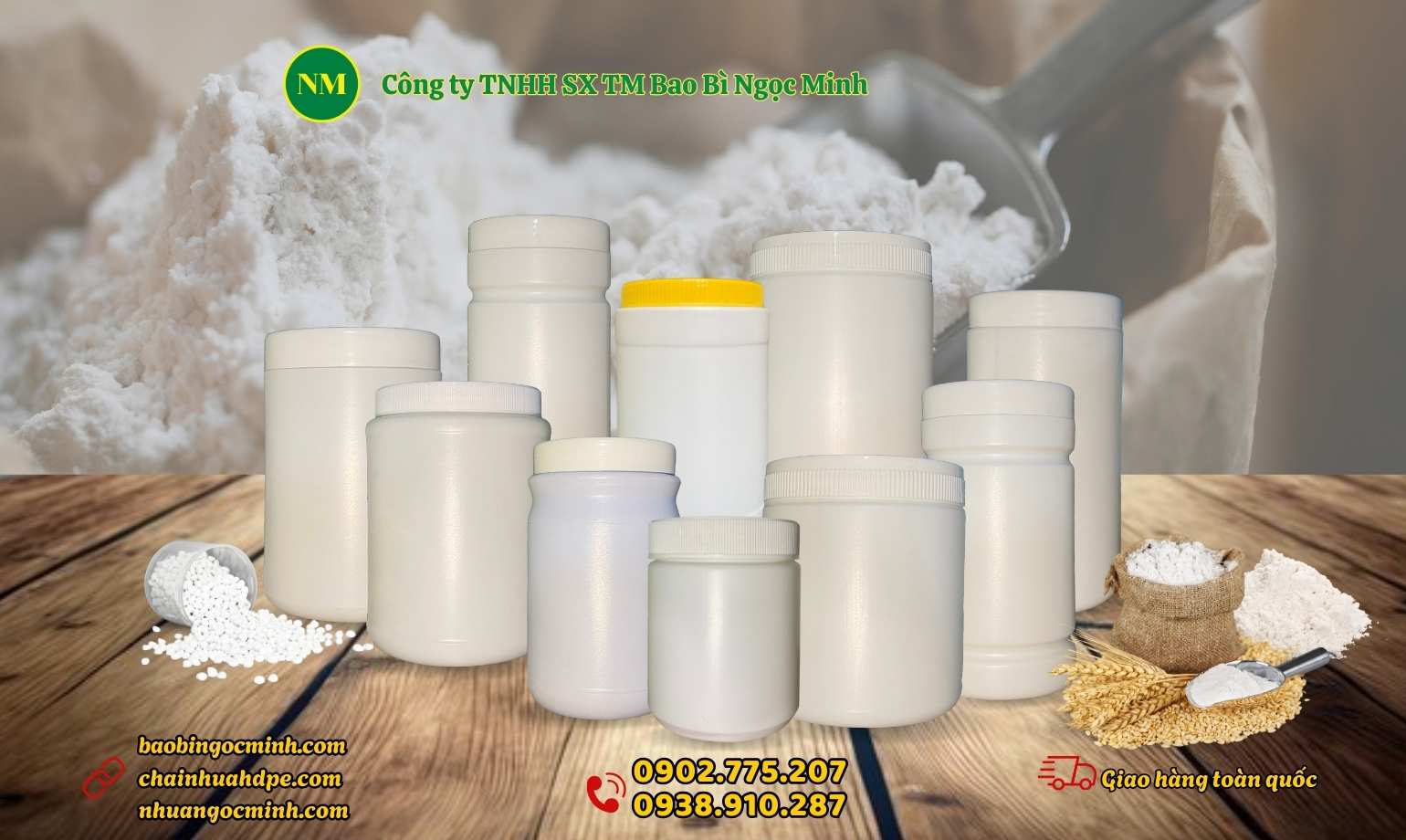 hủ nhựa đựng bột